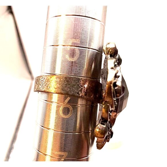 VTG Avon Silver Tone Black Marquise Cabochon Statement Ring Size 6 Retro Fashion - Picture 6 of 7